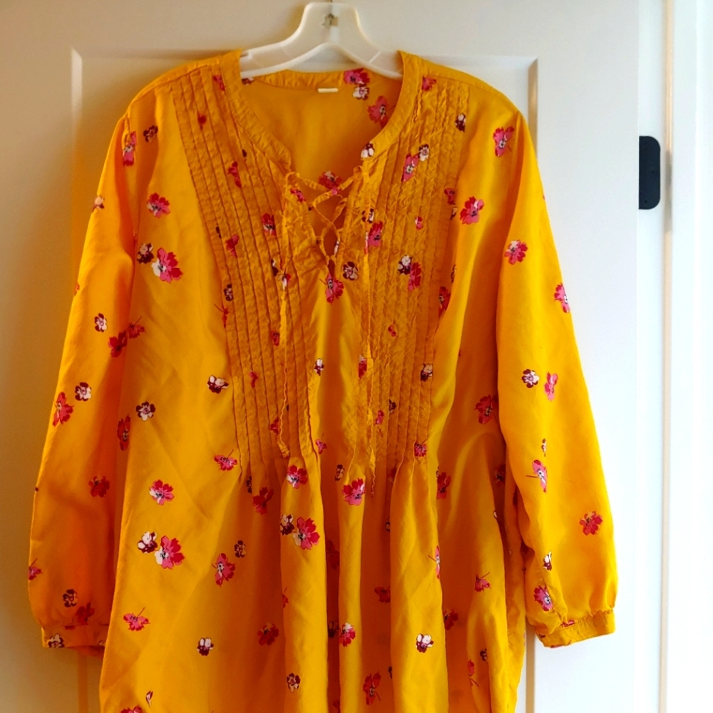 Long sleeve Yellow floral dress XXL- Old Navy